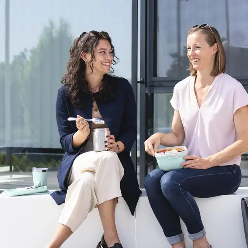 Кутия за храна Xavax To Go, 3 отделения, прибори,дресинг, пастелно синьо - image 4