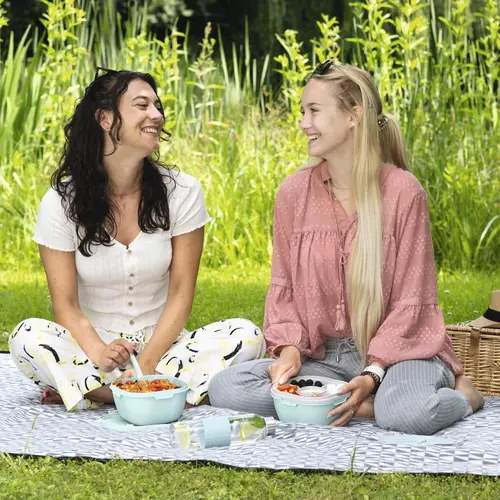 Кутия за храна Xavax To Go, 3 отделения, прибори,дресинг, пастелно синьо - image 7