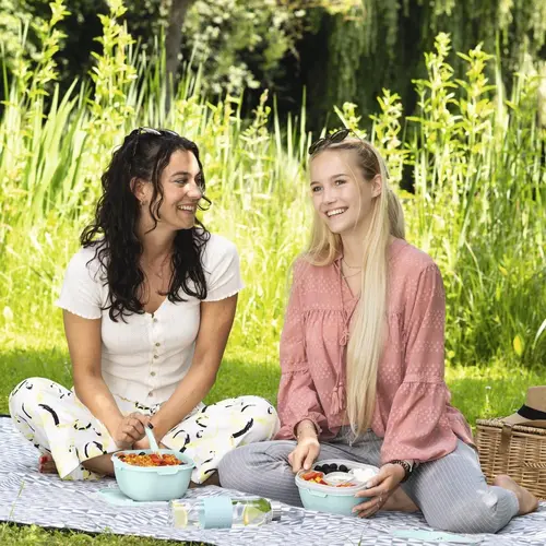 Кутия за храна Xavax To Go, 3 отделения, прибори,дресинг, пастелно синьо - image 8