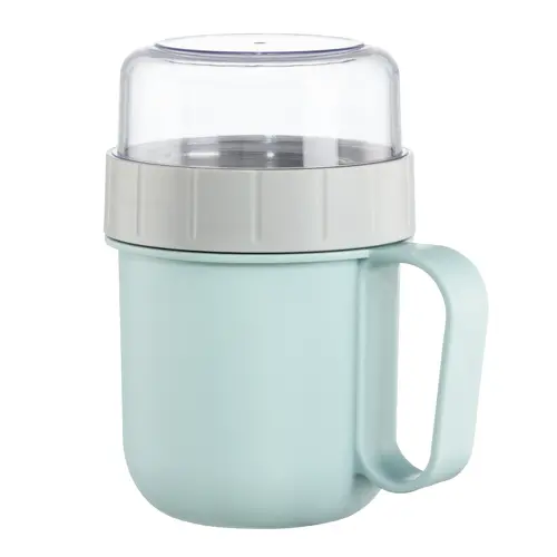 Bol pentru cereale Xavax To Go, 2 compartimente, 500 + 200 ml, albastru pastel/gri - 2