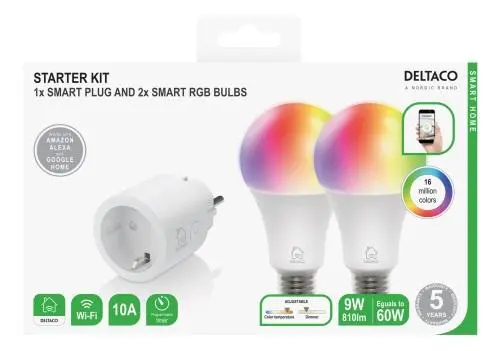 Set smart DELTACO SH-KIT01, Priză, 2 x becuri LED - image 4