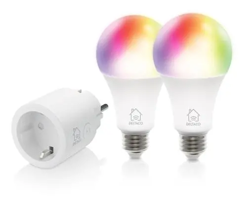 Set smart DELTACO SH-KIT01, Priză, 2 x becuri LED - 1
