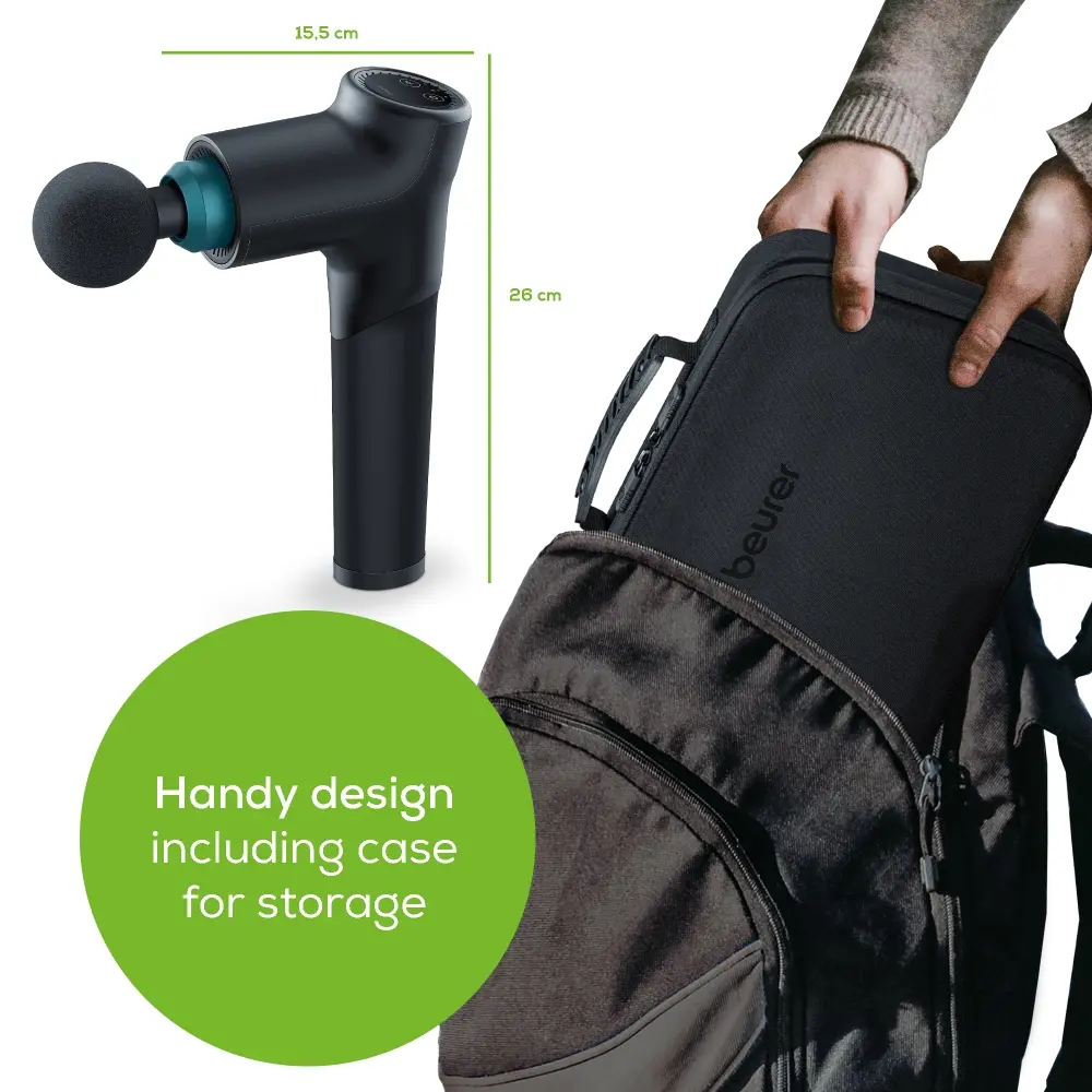 Масажор, Beurer MG 185 deep tissue massager, 9 intensity levels & 3 massage programmes, 5 massage attachments, Lithium-ion battery up to 5.5h of use, storage case - image 13