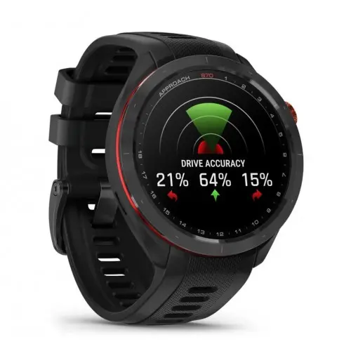 Garmin Approach® S70 - Approach® S70 - 47 мм черен керамичен безел с черна силиконова каишка 010-02746-12 - image 2