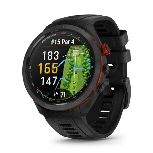 Garmin Approach® S70 - Approach® S70 - 47 мм черен керамичен безел с черна силиконова каишка 010-02746-12