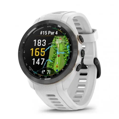 Garmin Approach® S70 - Approach® S70 - 42 мм черен керамичен безел с бяла силиконова каишка 010-02746-10