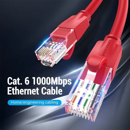 Vention Кабел LAN UTP Cat.6 Patch Cable - 1M Red - IBERF - image 1