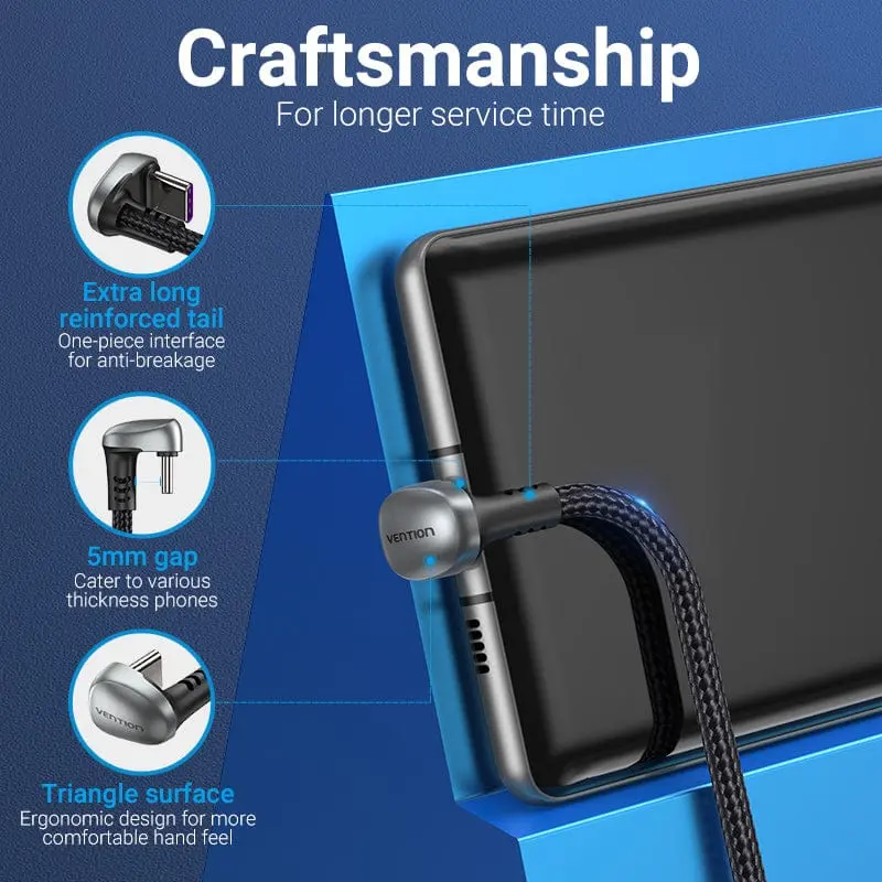 Vention Кабел USB 3.1 Type-C / USB 2.0 AM - 1M Black U-Shaped, Aluminum Alloy 5A - COHHF - image 3