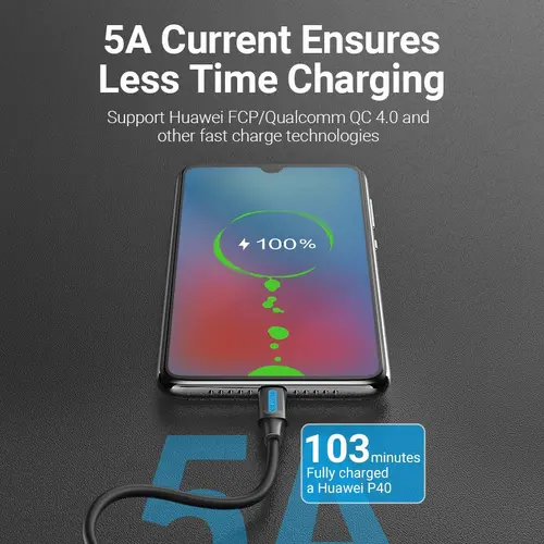 Vention Кабел USB 2.0 Type-C to Type-C - 0.5M Black 5A Fast Charge - COTBD - image 5