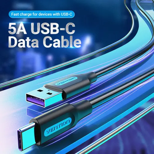 Vention Кабел USB 3.1 Type-C / USB 2.0 AM - 0.5M Black 5A Fast Charge - CORBD - image 1