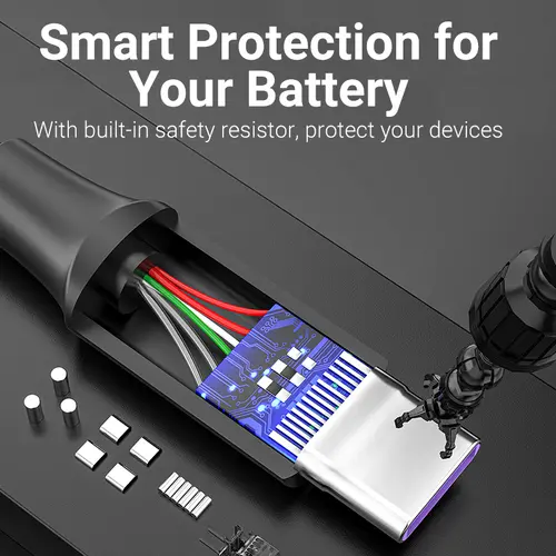 Vention Кабел USB 3.1 Type-C / USB 2.0 AM - 0.5M Black 5A Fast Charge - CORBD - image 5