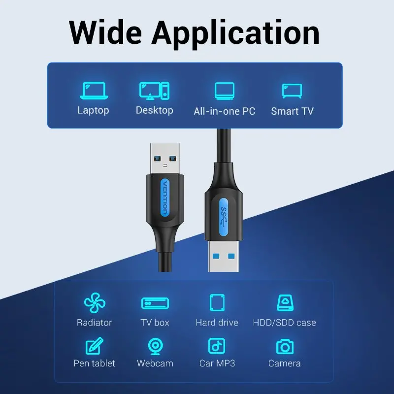 Vention Кабел USB 3.0 AM / AM - 1.5M Black - CONBG - image 2