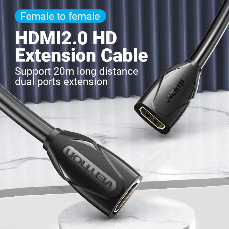 Vention удължителен кабел HDMI v2.0 extension Cable Female to Female 0.5M Black, Gold - AAXBD - image 1