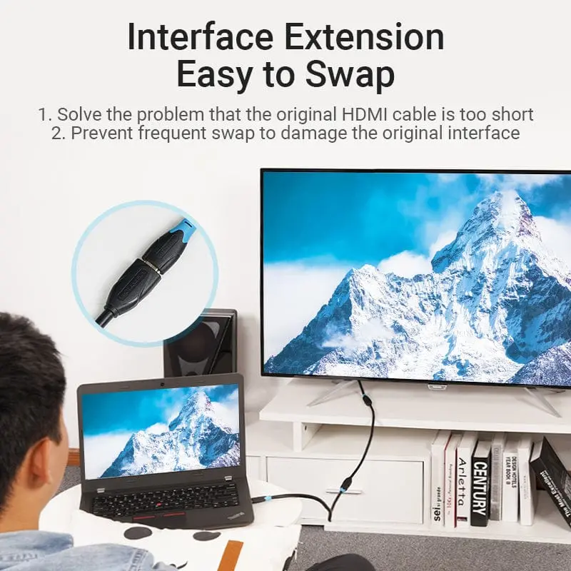 Vention Καλώδιο προέκτασης HDMI v2.0, θηλυκό σε θηλυκό 0.5M, μαύρο, χρυσό - AAXBD - image 7