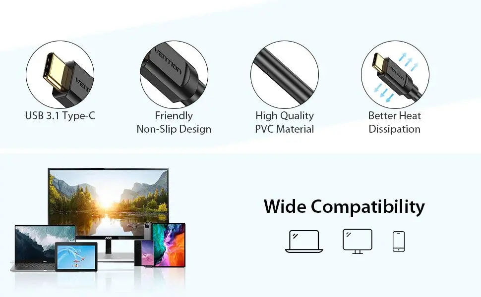 Vention cablu Type-C la HDMI - 2.0m 4K negru - CGUBH - image 6