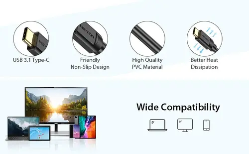 Vention кабел Cable Type-C to HDMI - 2.0m 4K Black - CGUBH - image 6