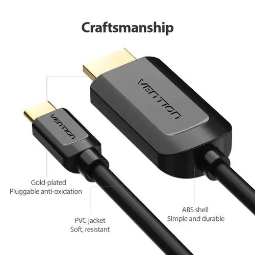 Vention кабел Cable Type-C to HDMI - 2.0m 4K Black - CGUBH - image 8