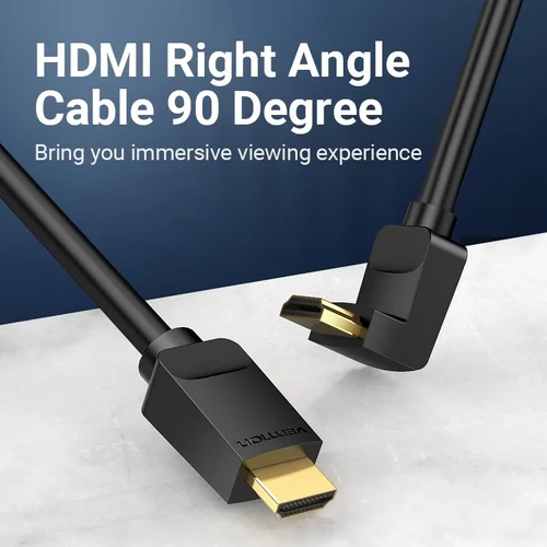 Vention Кабел HDMI Right Angle 90 Degree v2.0 M / M 4K/60Hz Gold - 2M Black - AARBH - image 2