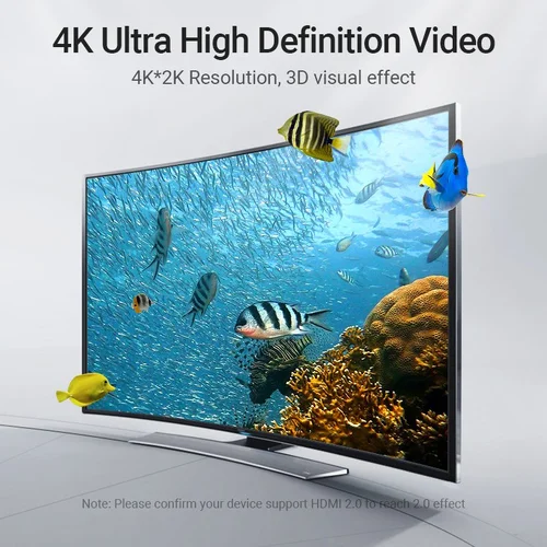 Vention Кабел HDMI Right Angle 90 Degree v2.0 M / M 4K/60Hz Gold - 2M Black - AARBH - image 5