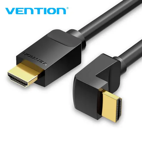 Vention Cablu HDMI unghi drept 90 de grade v2.0 M / M 4K/60Hz placat cu aur - 2M negru - AARBH - 1