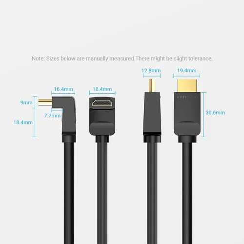 Vention Кабел HDMI Right Angle 270 Degree v2.0 M / M 4K/60Hz Gold - 1.5M Black - AAQBG - image 16