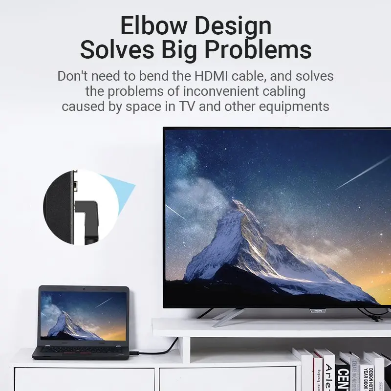 Vention Καλώδιο HDMI γωνιακό 270 μοιρών v2.0 M / M 4K/60Hz επιχρυσωμένο - 1.5M μαύρο - AAQBG - image 3