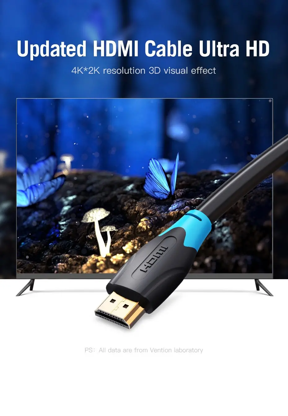 Vention Кабел HDMI v2.0 M / M 4K/60Hz Gold - 5M Black - AACBJ - image 2