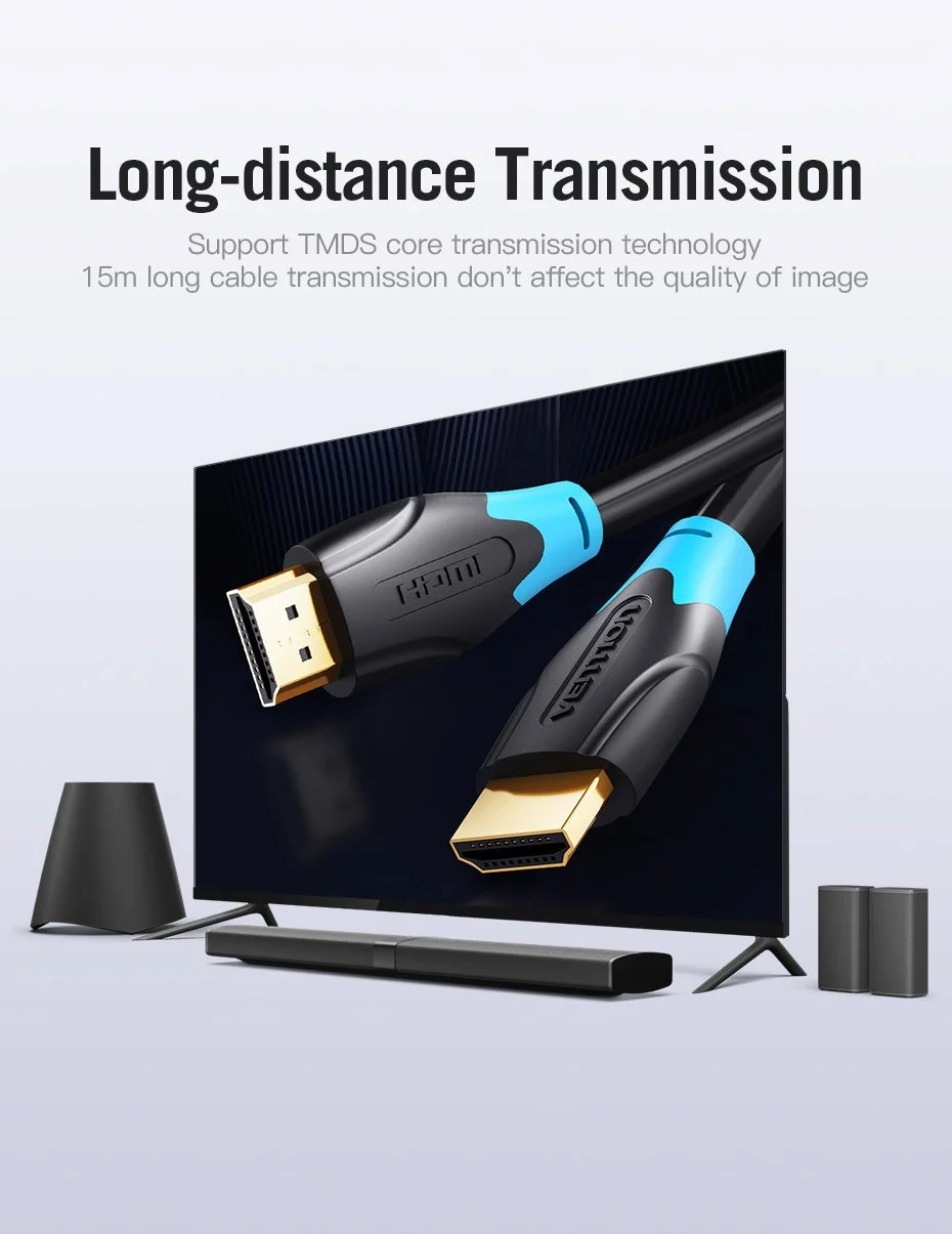 Vention Кабел HDMI v2.0 M / M 4K/60Hz Gold - 3M Black - AACBI - image 5