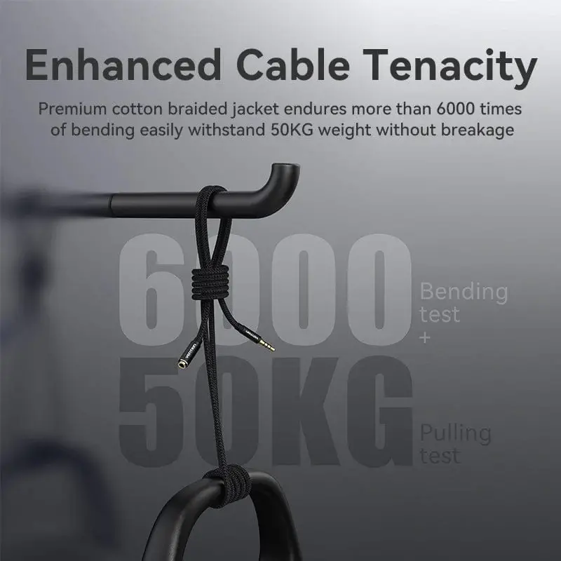 Vention Аудио Кабел Cotton Braided TRRS 3.5mm Male to 3.5mm F - 1.5m - Gold plated, Aluminum alloy - BHCBG - image 4