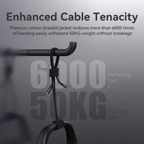Vention Аудио Кабел Cotton Braided TRRS 3.5mm Male to 3.5mm F - 1.5m - Gold plated, Aluminum alloy - BHCBG - image 4