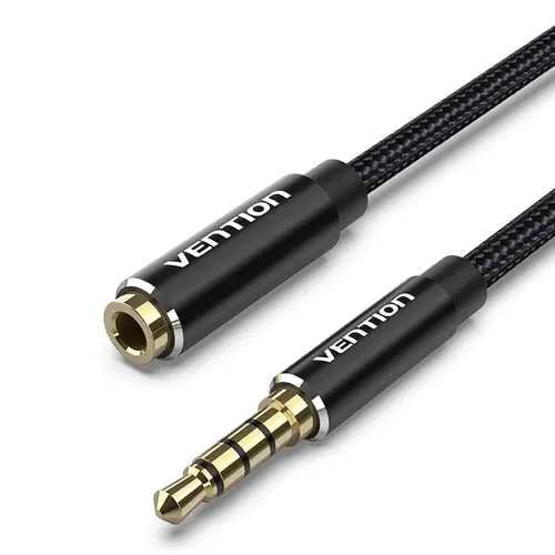 Vention Cablu audio împletit din bumbac TRRS 3.5mm tată la 3.5mm mamă - 1.5m - placat cu aur, aliaj de aluminiu - BHCBG - 1