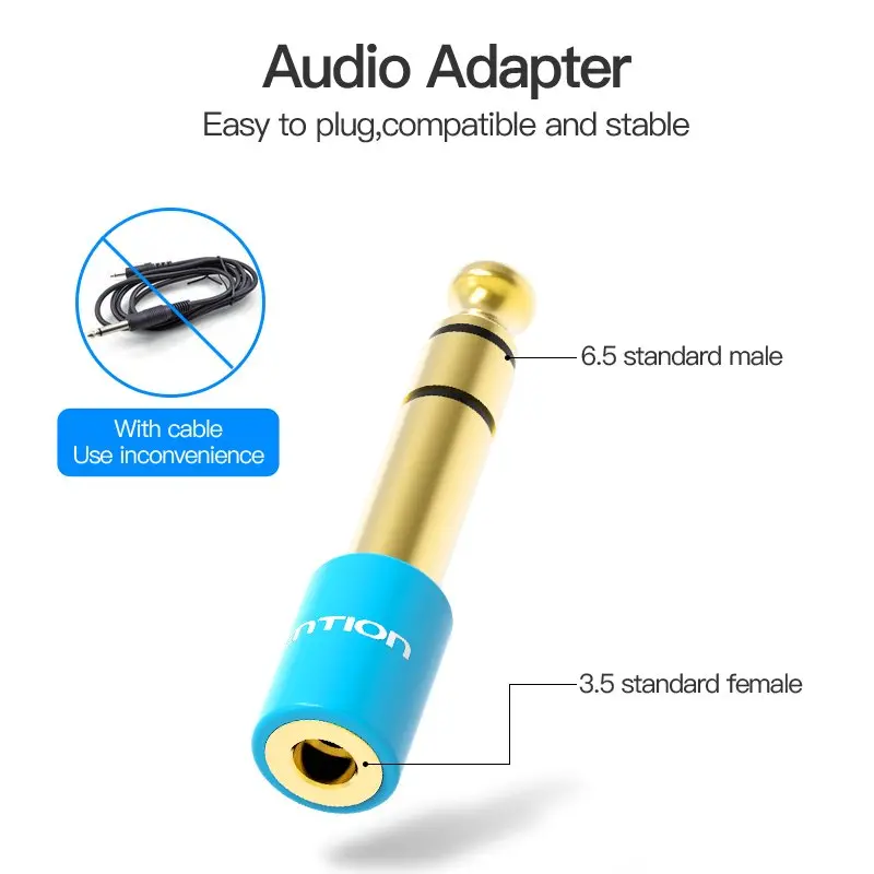 Vention адаптер Adapter Audio 6.5mm M / 3.5mm F - Blue - VAB-S01-L - image 5