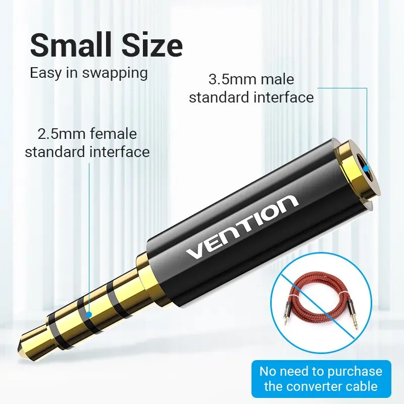 Vention адаптер Adapter Audio 3.5mm M / 2.5mm F Black Metal - BFBB0 - image 9