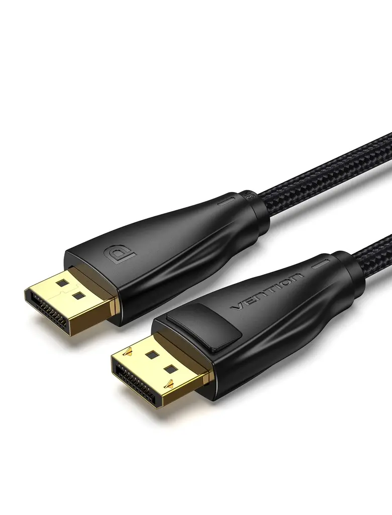 Vention καλώδιο DisplayPort 1.4 DP M / M 8K 1m - πλεκτό βαμβακερό, μαύρο - HCCBF