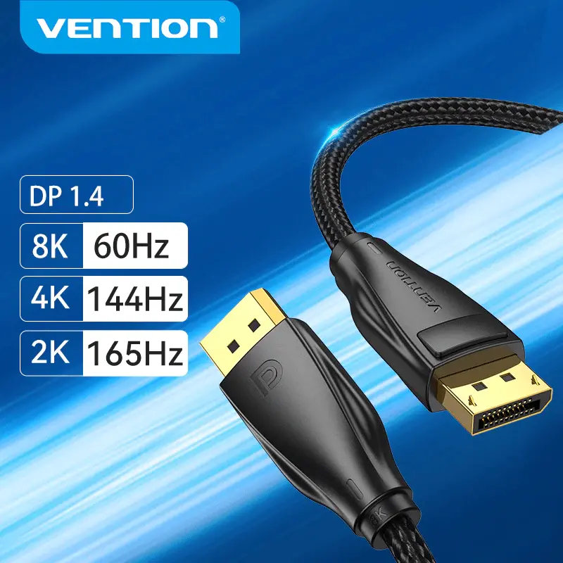 Vention кабел Display Port 1.4 DP M / M 8K 1m - Cotton Braided, Black - HCCBF - image 2