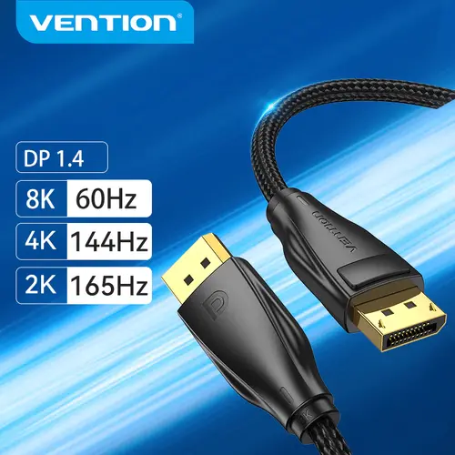 Vention кабел Display Port 1.4 DP M / M 8K 1m - Cotton Braided, Black - HCCBF - image 2
