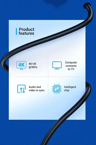 Vention кабел Cable DisplayPort to HDMI 3.0m - 4K, Gold Plated - HAGBI - image 3