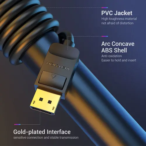 Vention Кабел Cable - Display Port v1.2 DP M / M Black 4K 3M - HACBI - image 6