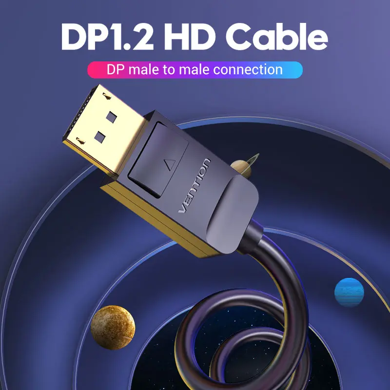 Vention Кабел Cable - Display Port v1.2 DP M / M Black 4K 1M - HACBF - image 1