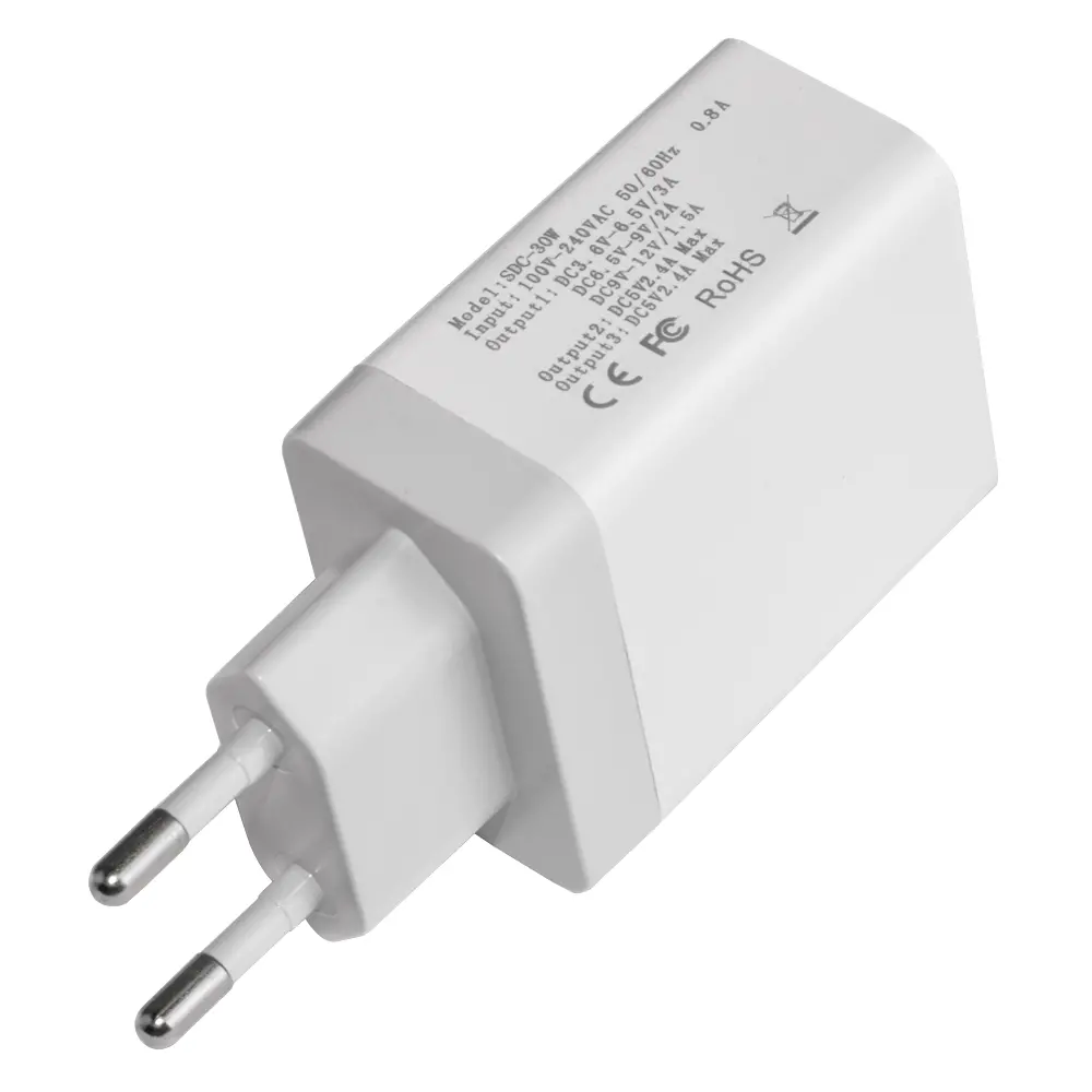 Makki γρήγορος φορτιστής - QC3.0+2xUSB 30W Λευκό - MAKKI-QC30W3 - image 1