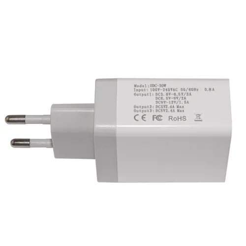 Makki γρήγορος φορτιστής - QC3.0+2xUSB 30W Λευκό - MAKKI-QC30W3 - 8