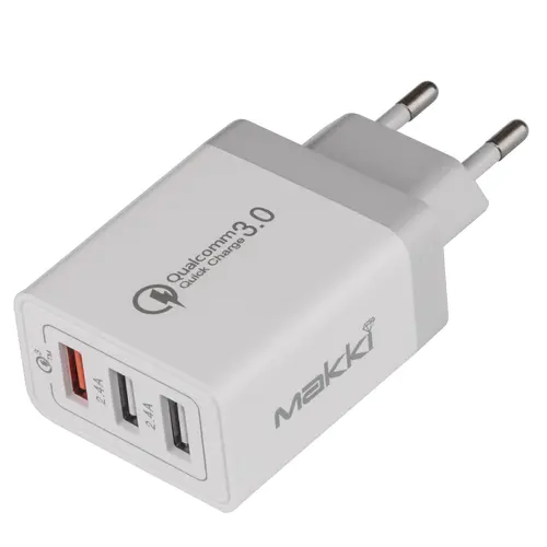 Makki γρήγορος φορτιστής - QC3.0+2xUSB 30W Λευκό - MAKKI-QC30W3 - 1
