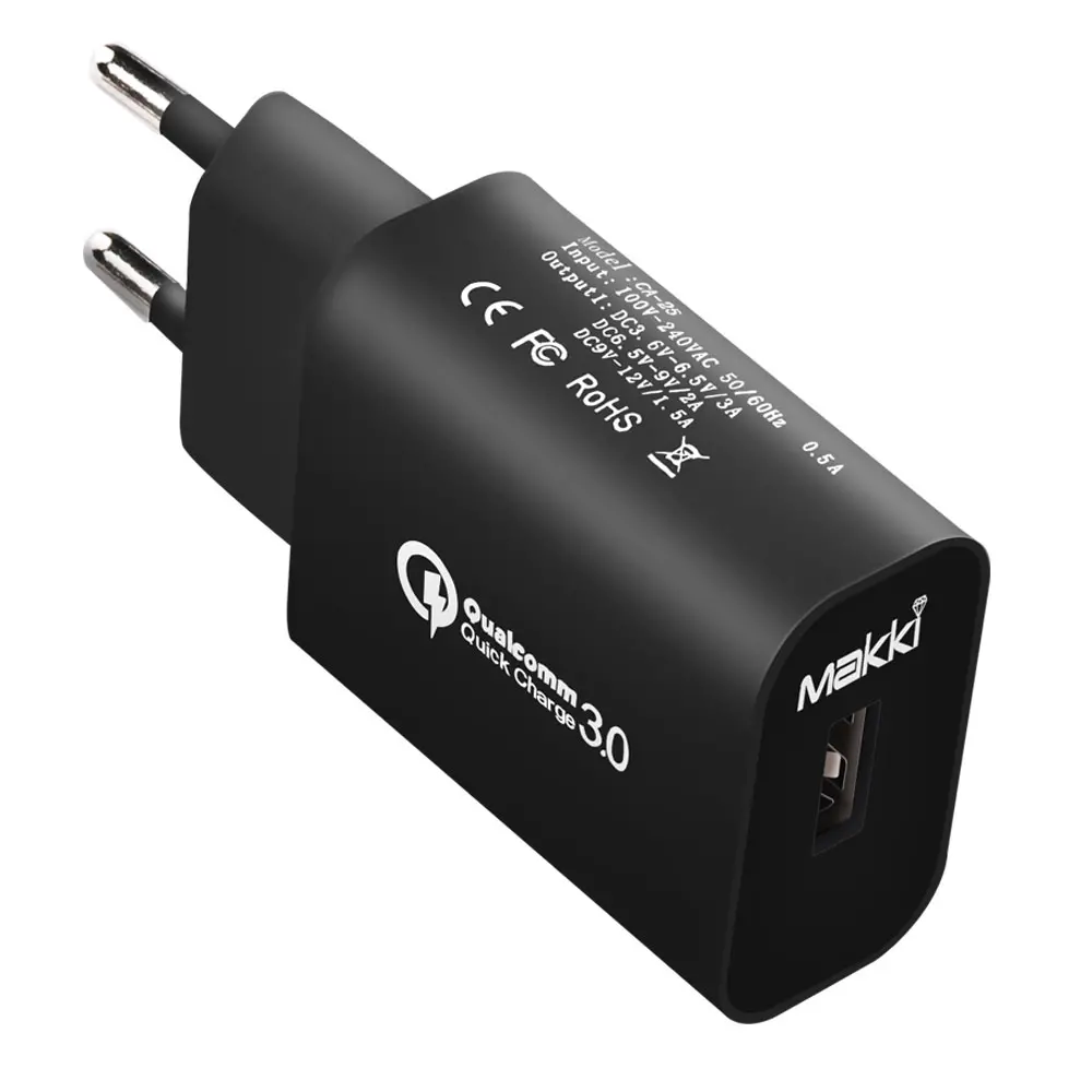 Makki φορτιστής τοίχου Fast Charger QC3.0 18W - MAKKI-QC18W-BK