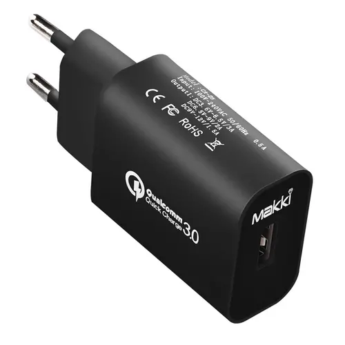 Makki încărcător de perete Fast Charger QC3.0 18W - MAKKI-QC18W-BK - 1