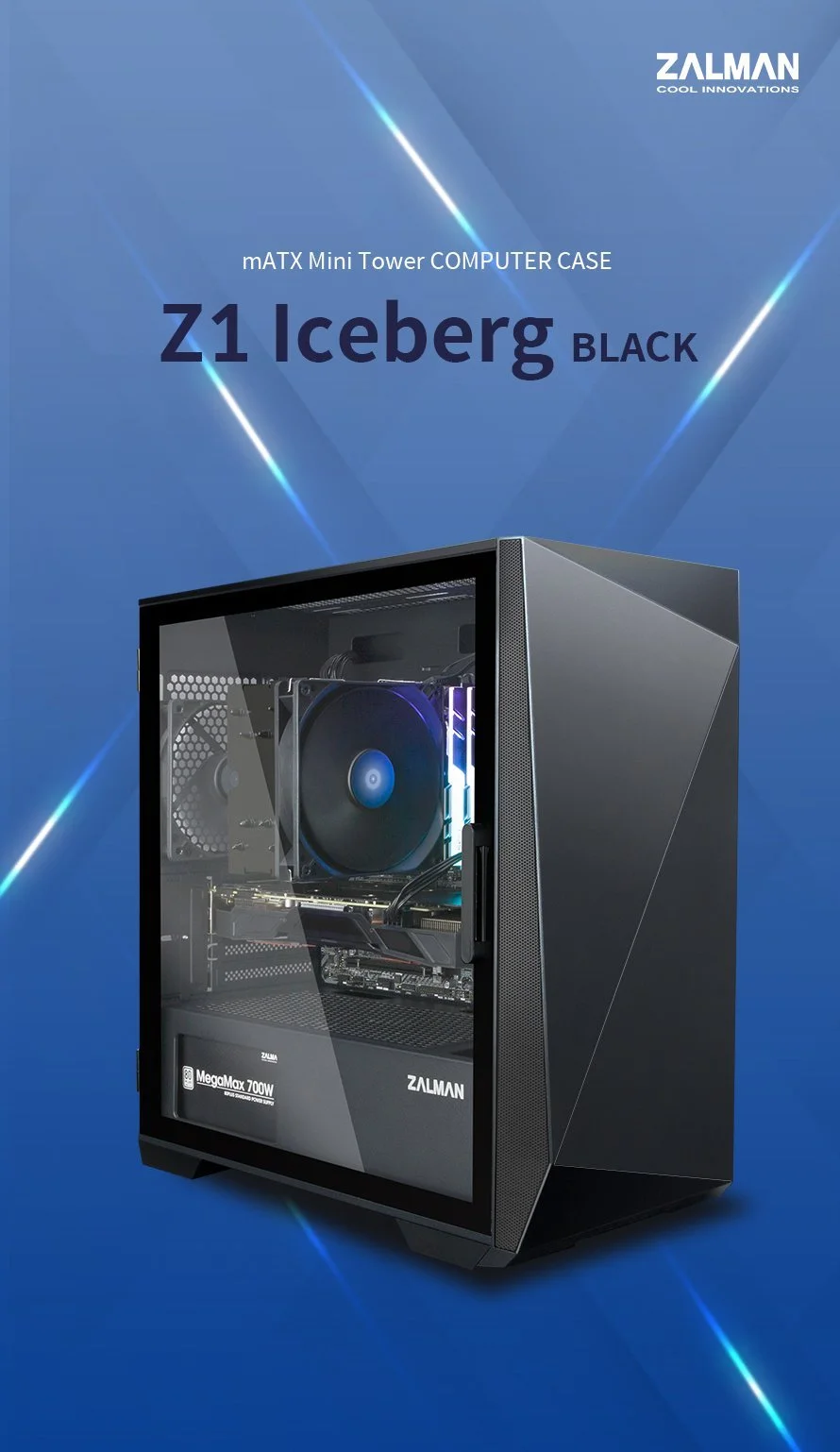 Zalman компютърна кутия Gaming Case mATX - Z1 Iceberg Black - image 1