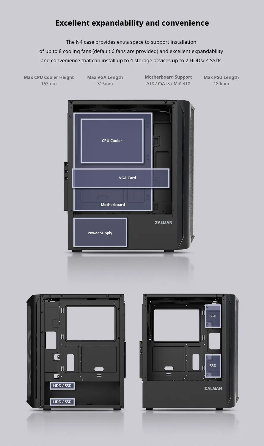 Zalman кутия за компютър Case ATX - N4 - RGB, Tempered Glass - image 14