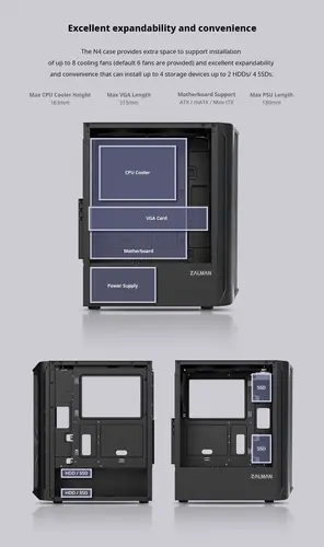 Zalman Κουτί υπολογιστή Case ATX - N4 - RGB, Tempered Glass - 15