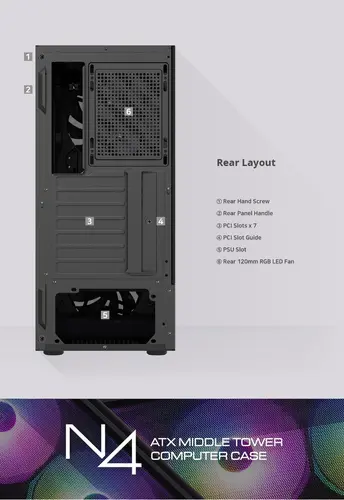 Zalman Κουτί υπολογιστή Case ATX - N4 - RGB, Tempered Glass - 17