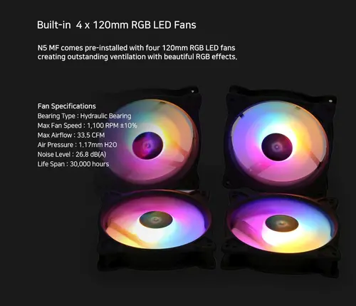 Zalman кутия за компютър Case ATX - N5 MF - 4 x 120mm Fixed RGB - image 3