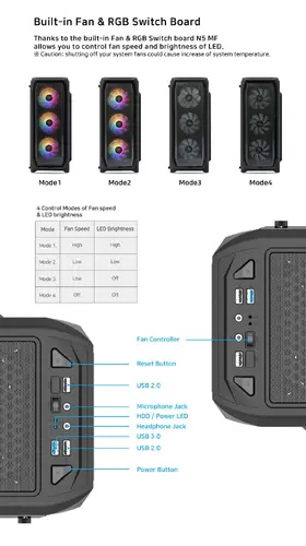 Zalman кутия за компютър Case ATX - N5 MF - 4 x 120mm Fixed RGB - image 5